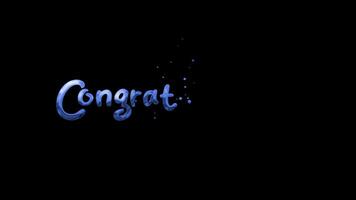 Animated of blue congratulations text with small dots, suitable for celebratory designs, invitations, and greeting cards. Festive and elegant design element. 4k video