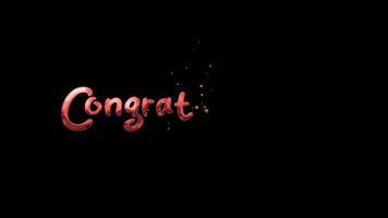Animated of red congratulations text with small dots, suitable for celebratory designs, invitations, and greeting cards. Festive and elegant design element. 4k video
