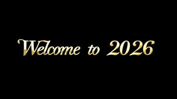 Welcome to 2026 neon text background animation. Glowing neon gold number text happy new year background. video