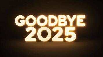 the text goodbye 2025 is glowing in the dark video