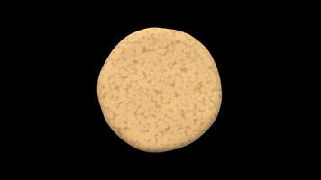 Cookie Rotating on a Transparent Background. Seamless Loop. Biscuit 3D. 4K video