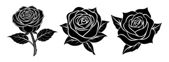 Rose silhouette with single curved leaf vector
