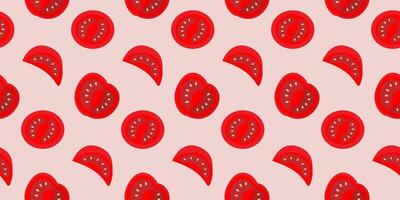 Ripe Red Tomatoes slices Colorful Seamless Pattern Vegetables Food Banner or Poster Background idea . Isolated illustration Food Themes Cards Backdrop or leaflets, price tag, social media post vector