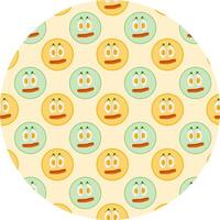 Food emoticons Seamless Pattern on Circle Background Cute Characters Motivation Cards Backdrop idea. Isolated illustration Food Poster Background Banner, leaflets, price tag, social media post vector