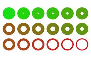 A clean and structured set of circles transitioning from small to large radius, with a smooth gradient of color like green, brown, red. vector