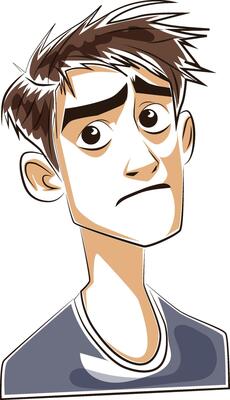 sad man expression doodle style