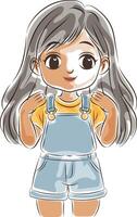 latin hispanic little girl doodle style vector