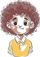 curly sad boy doodle style vector