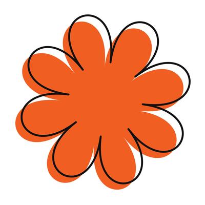 Stylized orange blossom with abstract sketchy edges. A clean, vivid flower icon perfect for modern projects.