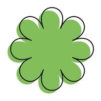 Minimal green daisy with thick black outline and scribbled charm. The stylized design blends abstract art with floral simplicity. vector