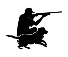 hunting dog and hunter silhouette illustration, hunting dog with hunter graphic design vector