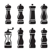 Classic Pepper Mill Silhouette Icons for Kitchen Use vector