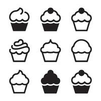 Flat Style Cupcake Icons for Food Projects and Stickers vector