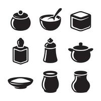Traditional and Modern Salt Cellars Icons Set in Line Art vector