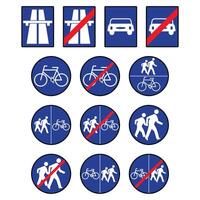 Mixed prohibition and guidance signs vector