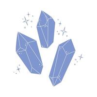 Shimmering crystals, ice, quartz, diamonds of various shapes, with glare. Elements of mysticism, magic, and witchcraft. vector