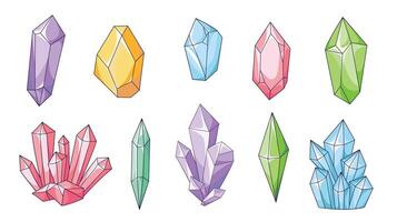 Colorful collection of decorative crystals vector