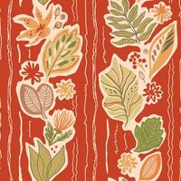 Leaf pattern design on red background vector