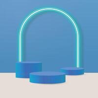 Blue pedestals with neon lights vector