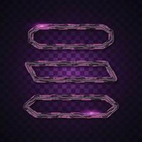 Neon cybernetic frames on dark background vector