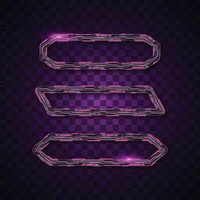 Horizontal abstract banner. Futuristic banner. Pink and black technology banner.
