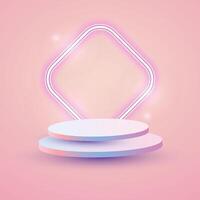 Showcase stand with neon lighting vector