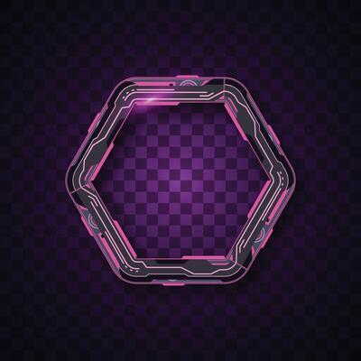 Hexagon banner. Futuristic banner. Pink and black technology banner.