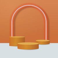 Product presentation, mock up, show cosmetic product, Podium, stage pedestal or platform. Orange background. vector