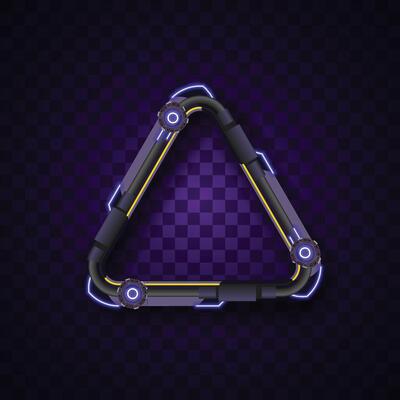 Purple triangle banner on dark background. Futuristic banner set.