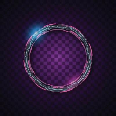 Rounded banner. Futuristic banner. Pink and blue technology banner.