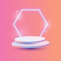 Product presentation, show cosmetic product, hexagon podium, stage pedestal or platform. vector
