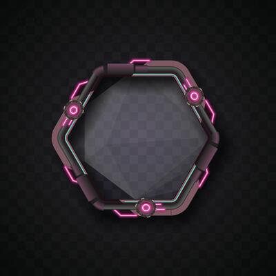 Pink hexagon banner. Simple banner. Futuristic banner.
