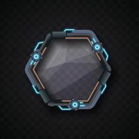 Blue hexagonal banner on dark background. Simple banner. Futuristic banner. vector