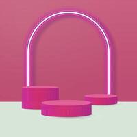 Product presentation, mock up, show cosmetic product, Podium, stage pedestal or platform. Pink background. vector