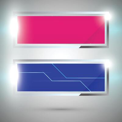 Rectangular banner design. Pink and purple banner.
