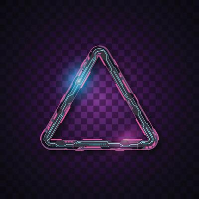 Triangle banner. Futuristic banner. Pink and blue technology banner.