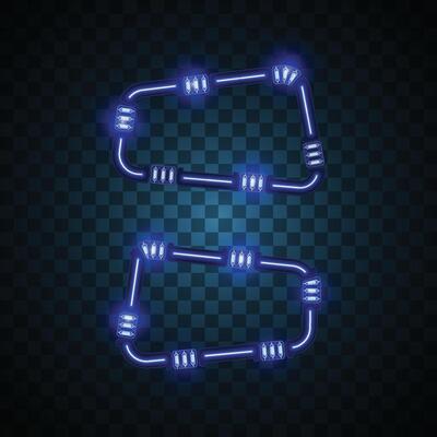 Blue abstract banner set. Neon banner.