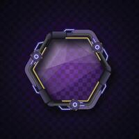 Purple hexagon banner on dark background. Simple banner. Futuristic banner. vector