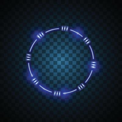 Blue rounded banner. Neon banner.