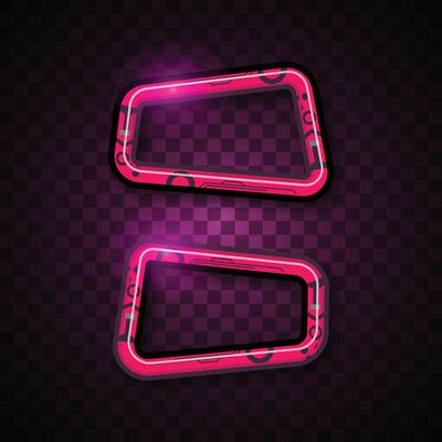 Futuristic Neon Pink HUD Frame Banner on Dark Background.