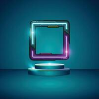 Square technology banner. Futuristic banner. vector
