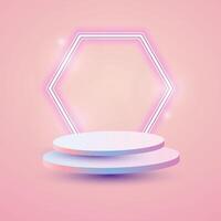 Product presentation, mock up, show cosmetic product, Hexagon podium, stage pedestal or platform. illustration vector