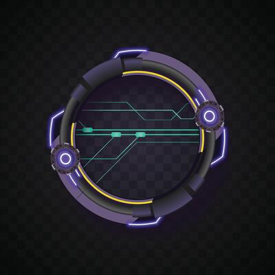 Purple rounded banner set. Technology banner. Futuristic banner.