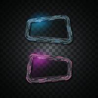 Futuristic Neon Blue and Pink HUD Frame Banner on Dark Background vector