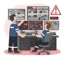 Emergency response team monitoring screens vector