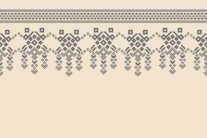 Ethnic pattern with cream brown color background decoration art. vector