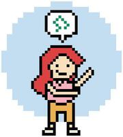 8 bit dance exercise gym music woman female girl lady decor. vector