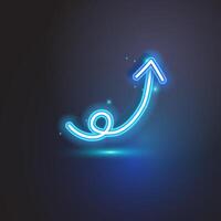 Neon arrow symbol illustrating growth vector