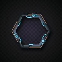 Futuristic hexagonal neon frame vector
