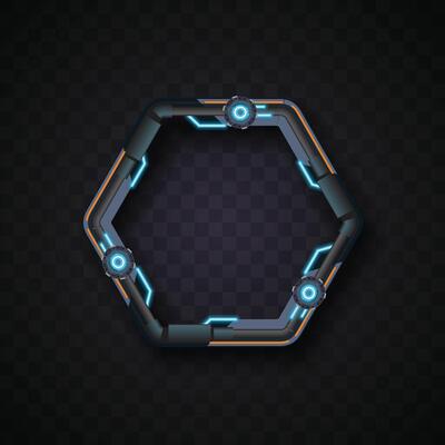 Blue hexagon banner. Simple banner. Futuristic banner.